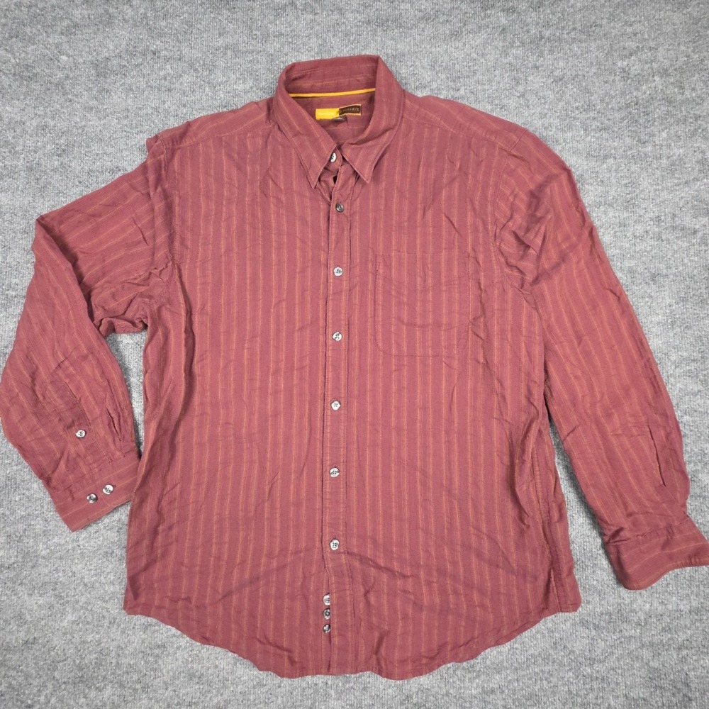 Territory Research Button Up Shirt Men's XL Red Striped Abstract Southwest Multi